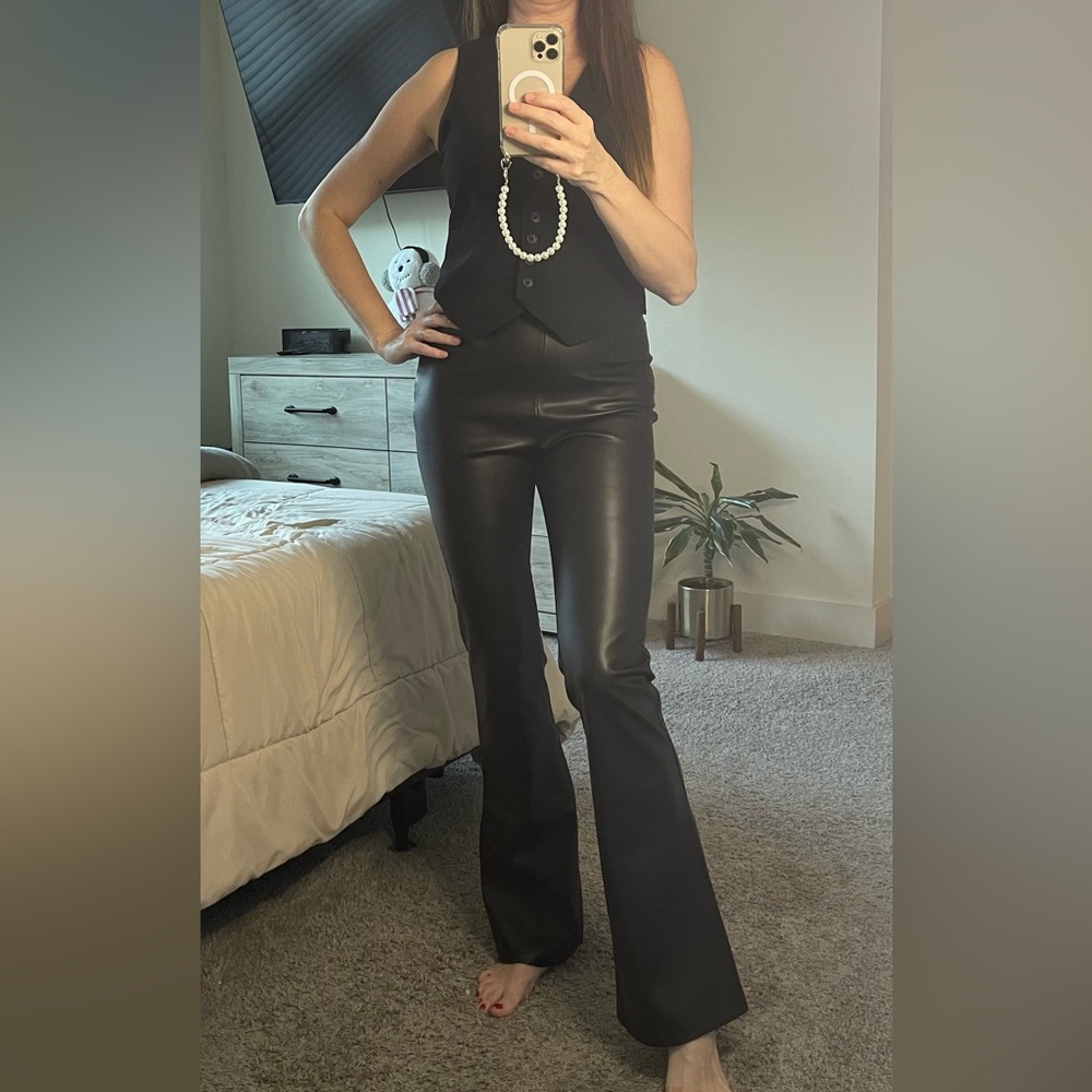 Black Faux Leather Bootcut Pants